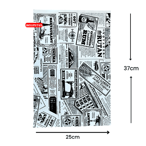 Papel Antigrasa Diario Negro 25x37cm (100 hojas) 