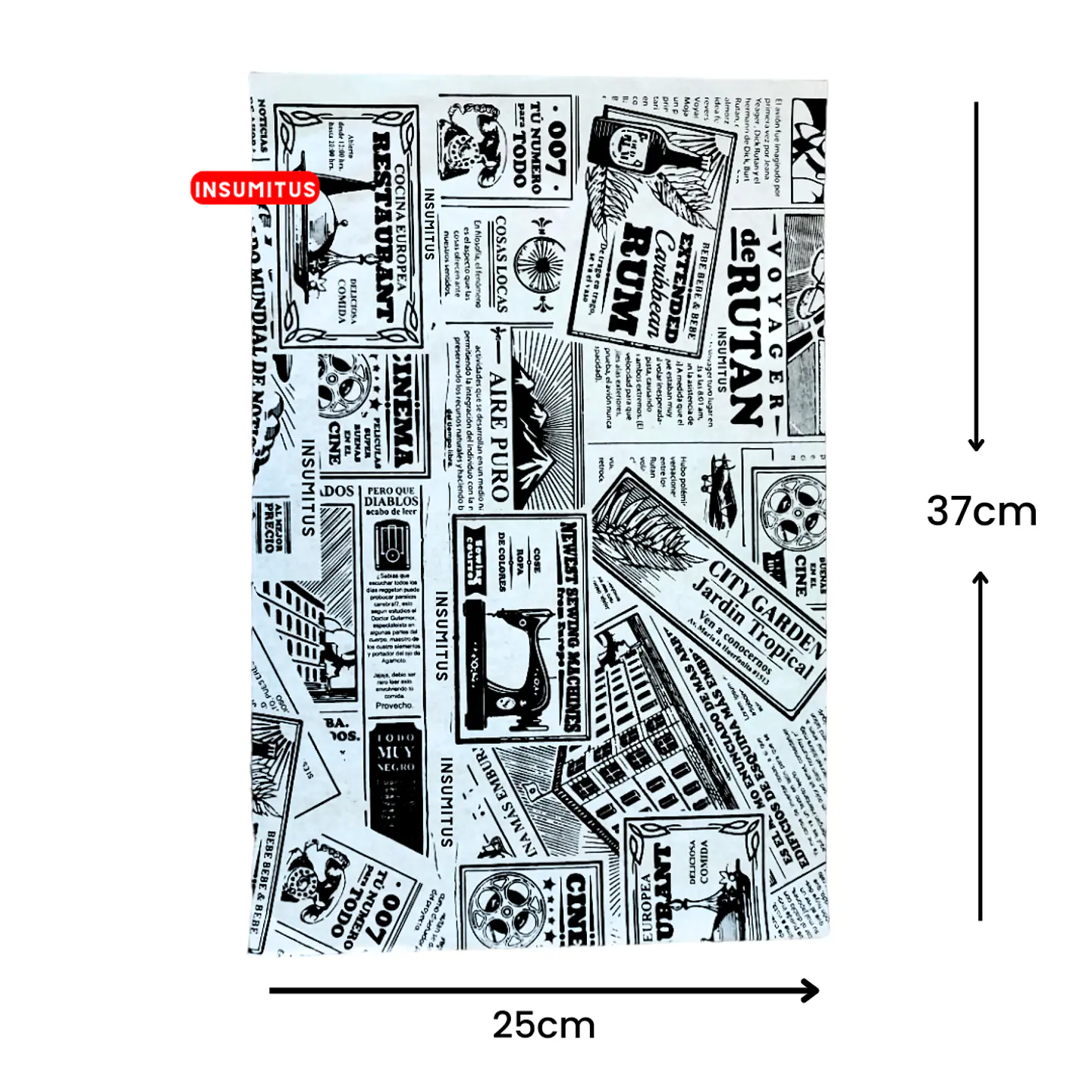 Papel Antigrasa Diario Negro 25x37cm (100 hojas)  2