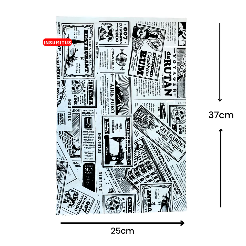 Papel Antigrasa Diario Negro 25x37cm (100 hojas)  2