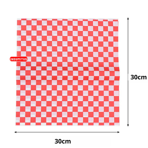 Papel Antigrasa Cuadros Rojos 30x30cm (100 hojas)