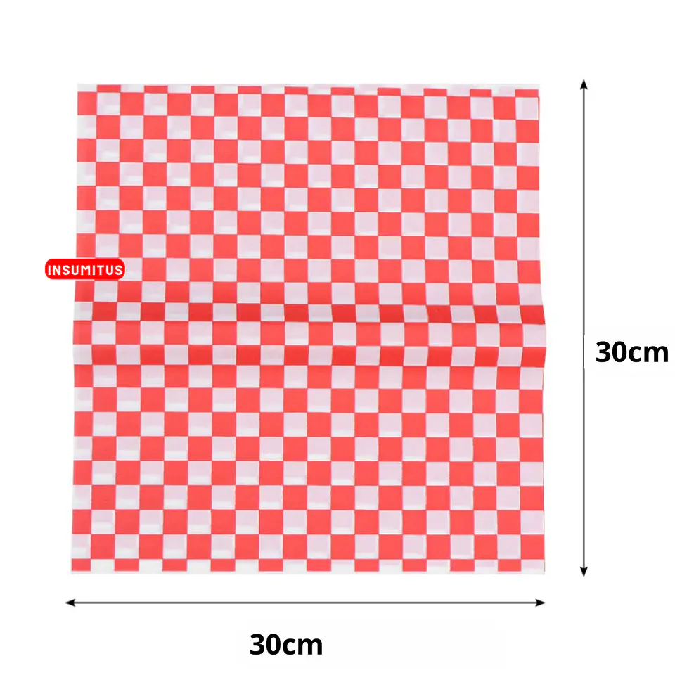 Papel Antigrasa Cuadros Rojos 30x30cm (100 hojas) 2