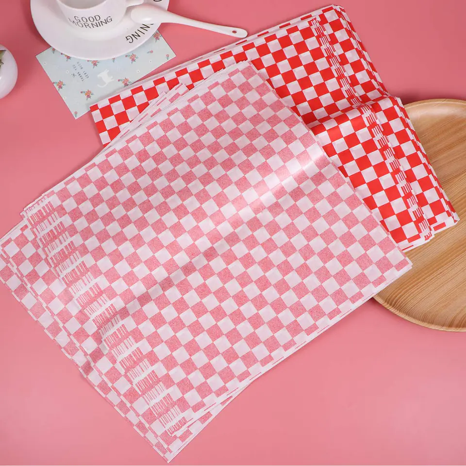 Papel Antigrasa Cuadros Rojos 30x30cm (100 hojas) 3