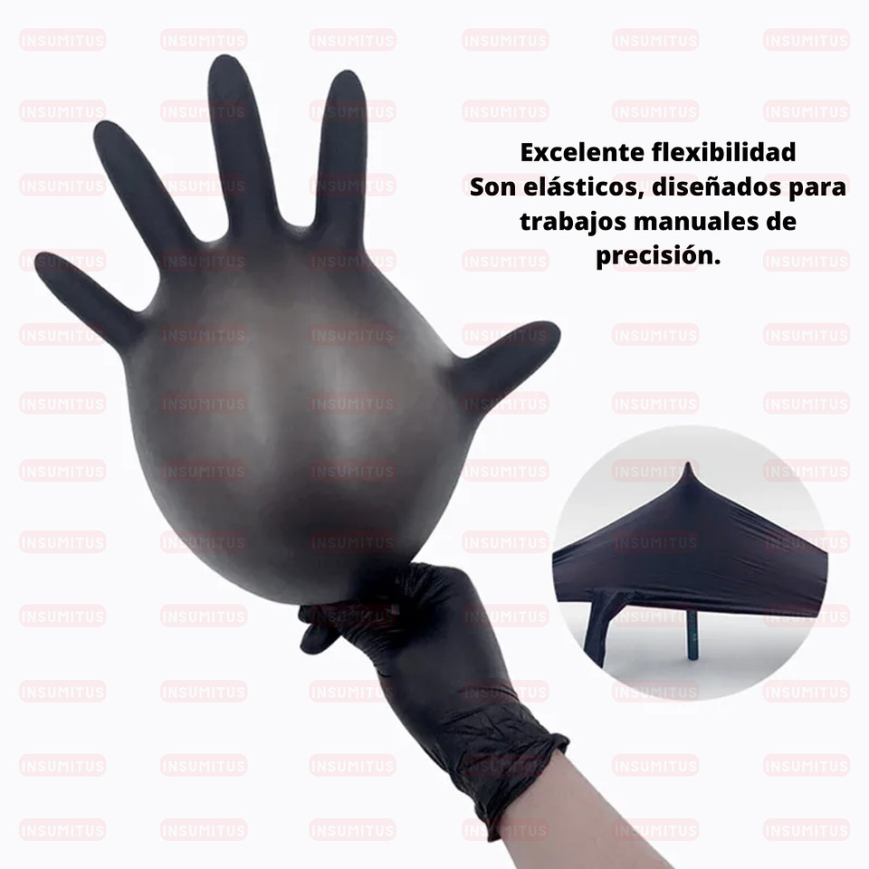 Guante de Nitrilo Negro Talla M (100 unidades) 2