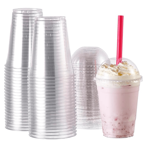Vaso Pet con Tapa Domo Hoyo Cruz 500ml - 16oz (50 unidades)