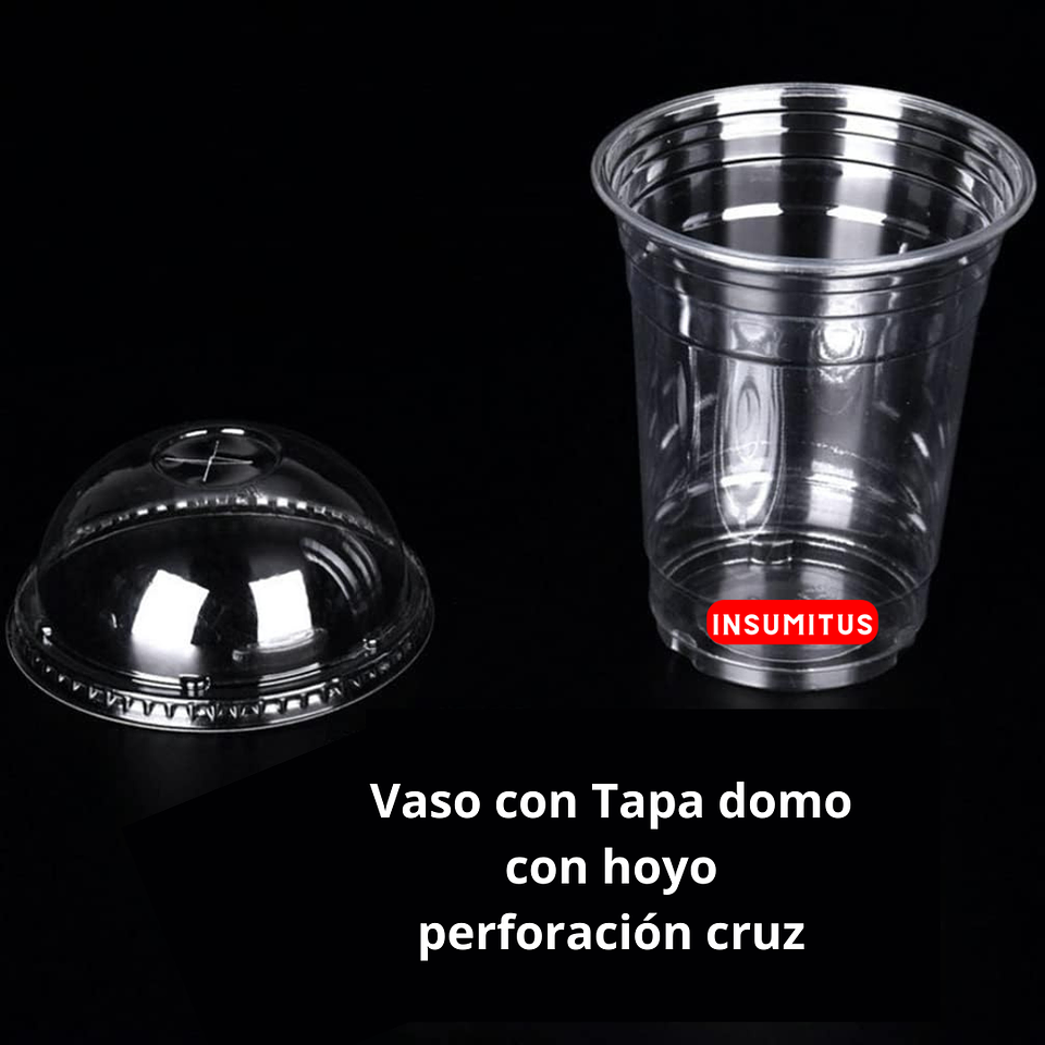 Vaso Pet con Tapa Domo Hoyo Cruz 500ml - 16oz (50 unidades) 4