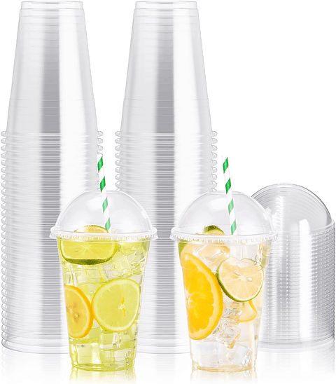 Vaso Pet con Tapa Domo con Hoyo 350ml - 12oz (50 unidades)