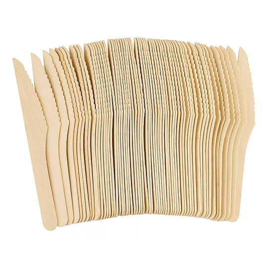 Cuchillos de Madera Biodegradables (100 unidades)  Insumitus®