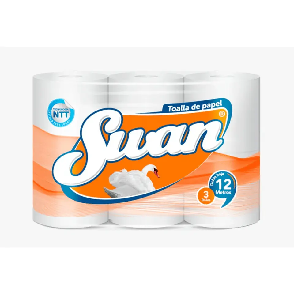 Toalla de Papel Doble Hoja (3 x 12 metros) Swan 1