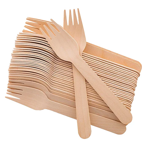 Tenedor de Madera Biodegradables (100 unidades)  Insumitus®