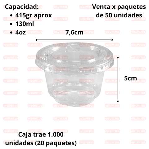 Pote Gelatinero con Tapa 130ml (50 unidades)