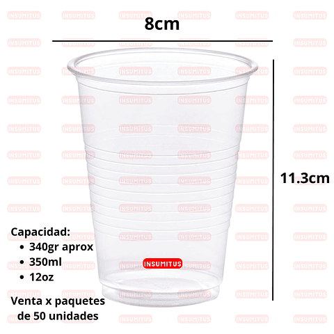 Vaso Economico Transparente 12oz - 350ml (50 unidades)