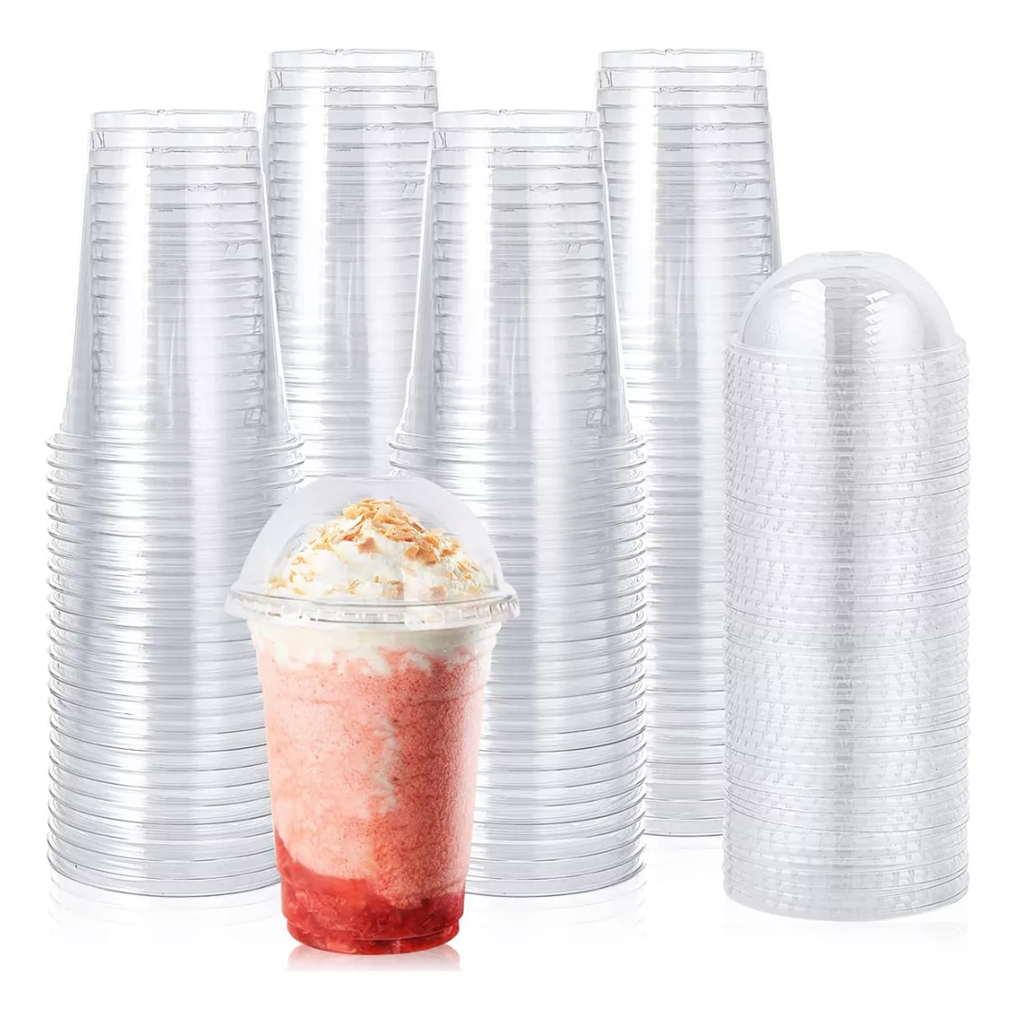 Vaso Pet con Tapa Domo Sin Hoyo 350ml - 12oz (50 unidades) 1