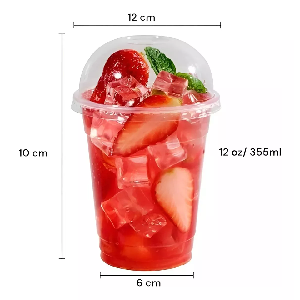 Vaso Pet con Tapa Domo Sin Hoyo 350ml - 12oz (50 unidades) 2