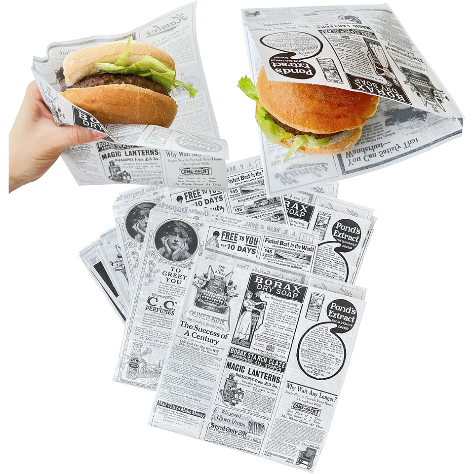 Sobres Papel Antigrasa Diario Negro 18x20cm (100 unidades) 3