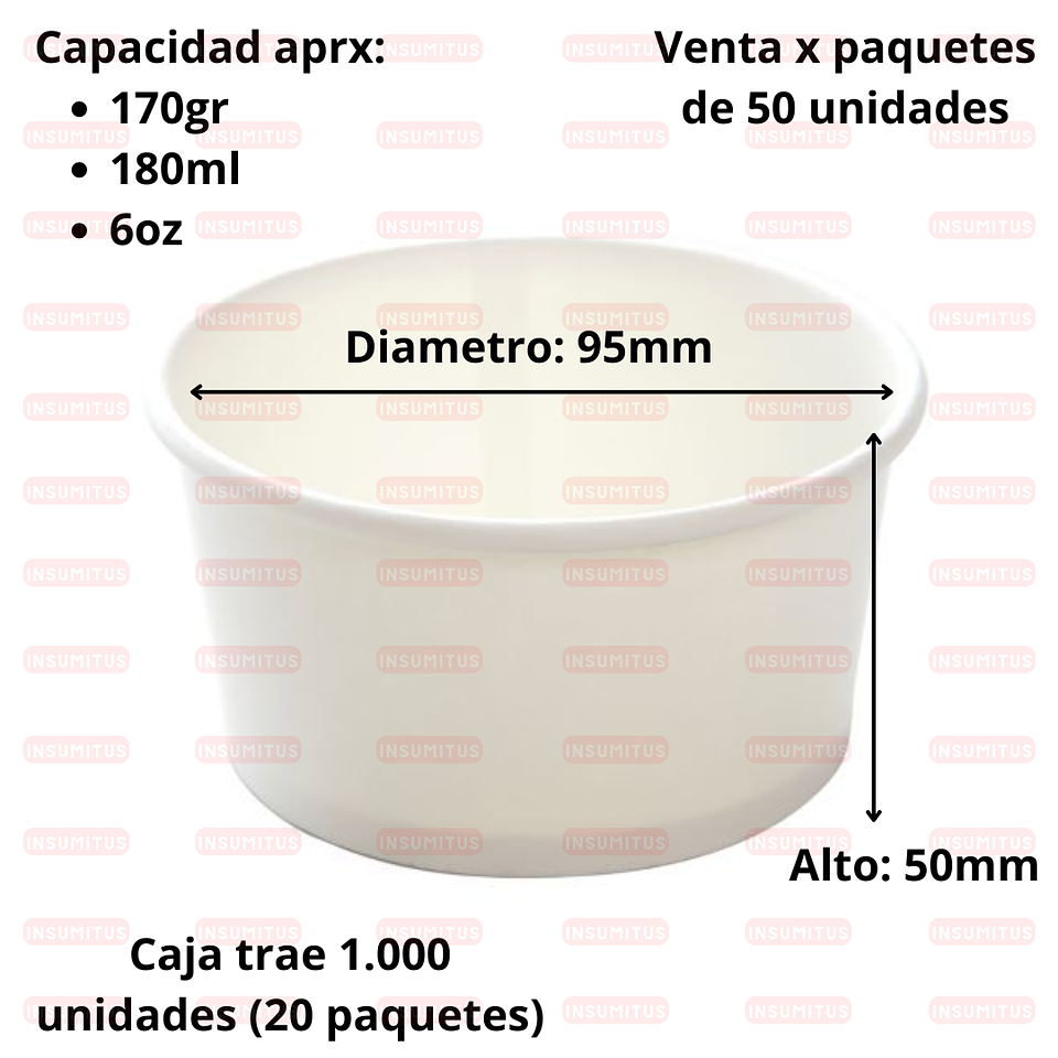 Pote Blanco Polipapel 6oz con Tapa (50 unidades) 2