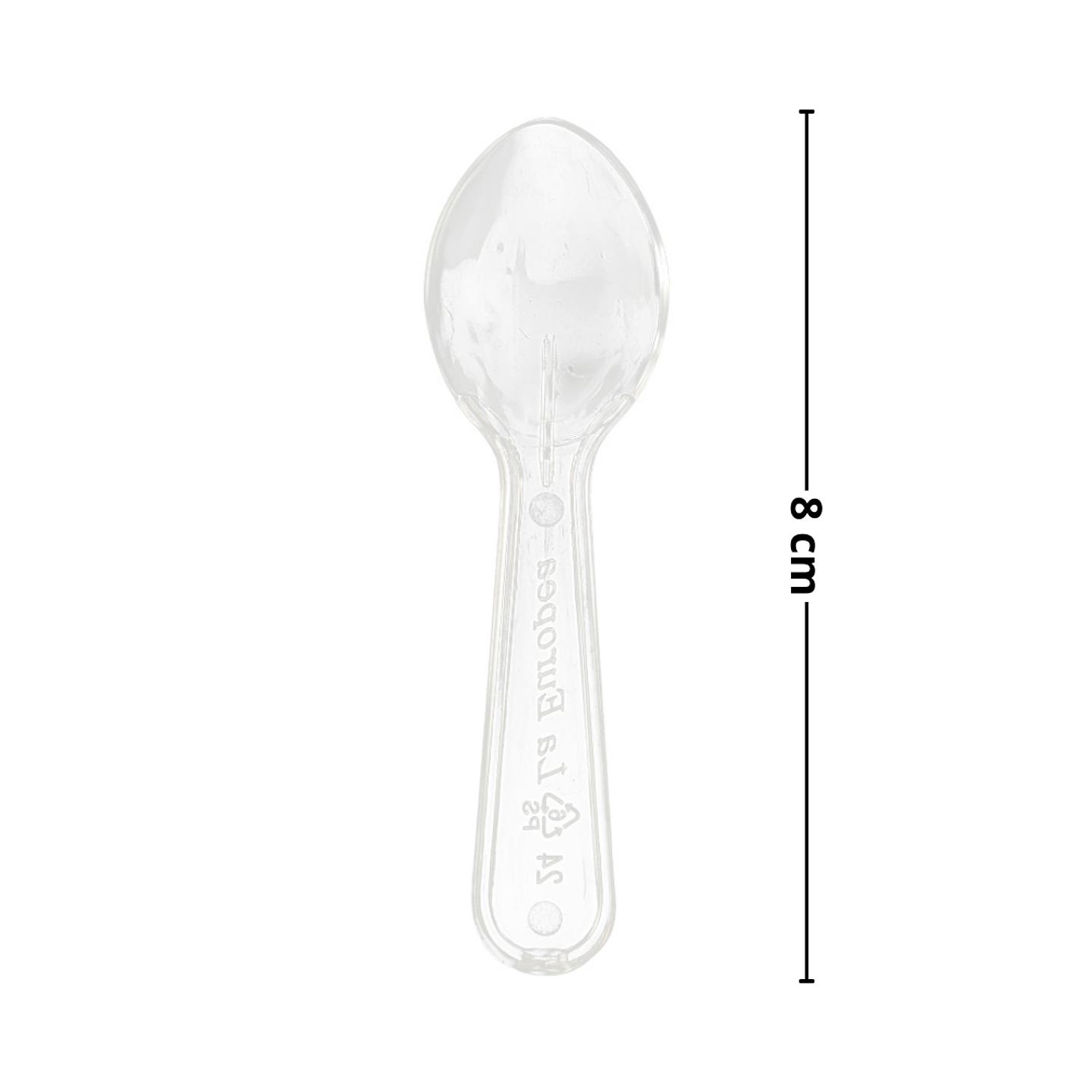 Cuchara Acrilica de Postre 8cm (100 unidades)	 2