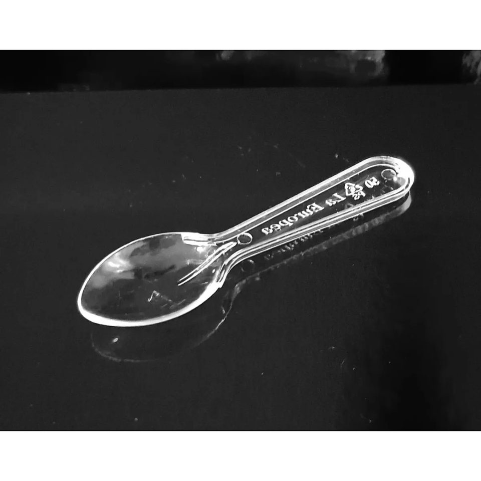 Cuchara Acrilica de Postre 8cm (100 unidades)	 3