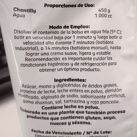 Crema Chantilly en Polvo (450gr) Puratos