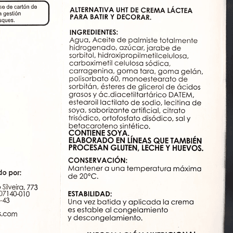 Crema Chantilly Ambiante Mix Vegetal Puratos 1 litro