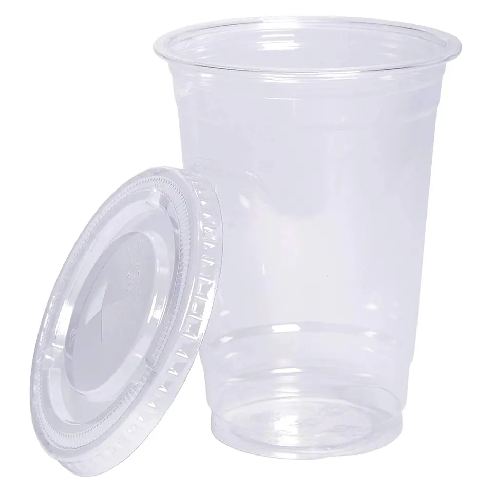 Vaso PP Transparente 10oz - 300ml con Tapa Plana (100un) 2