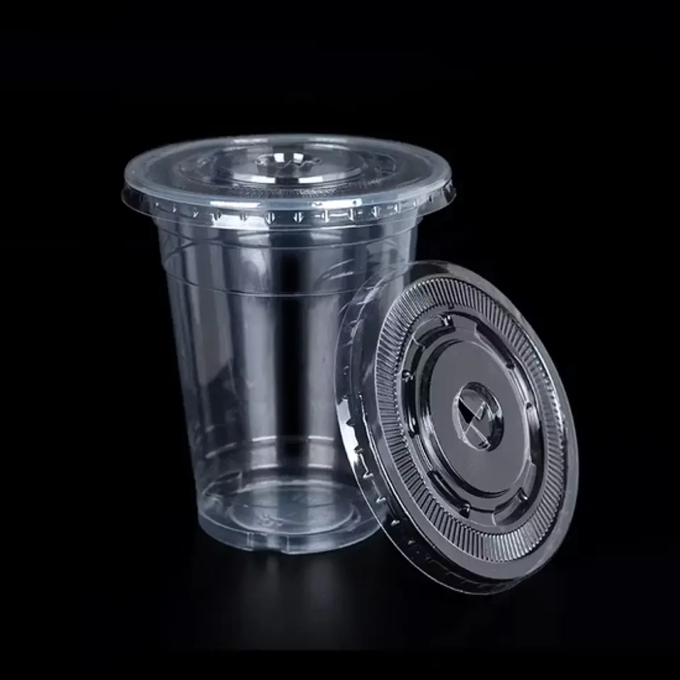 Vaso PP Transparente 10oz - 300ml con Tapa Plana (100un) 3