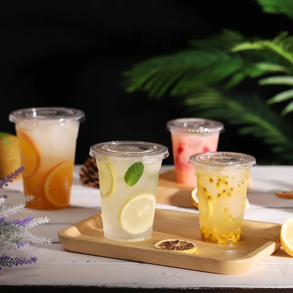 Vaso PP Transparente 10oz - 300ml con Tapa Plana (100un) 5