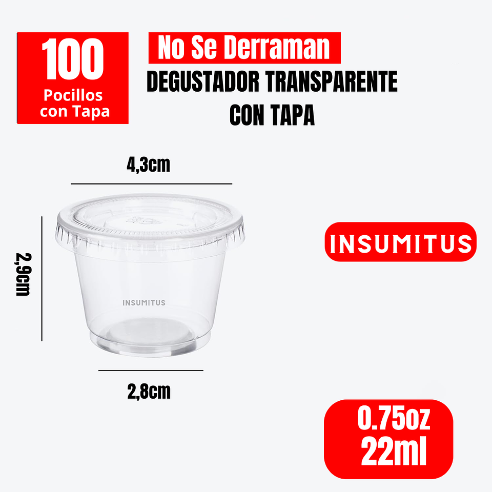 Pocillo Degustador Salsero Antiderrame 0.75oz - 22ml (100 unidades) 2