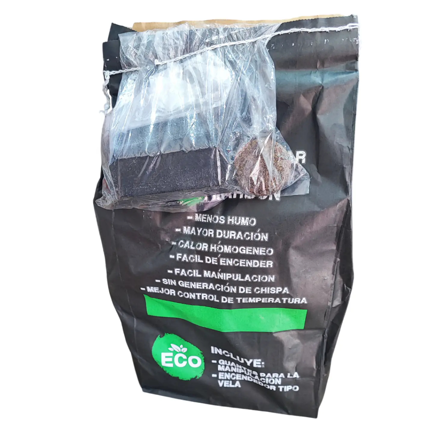 Briquetas de Carbón Bolsa 3kg + Guantes + Encendedor Rápido 3