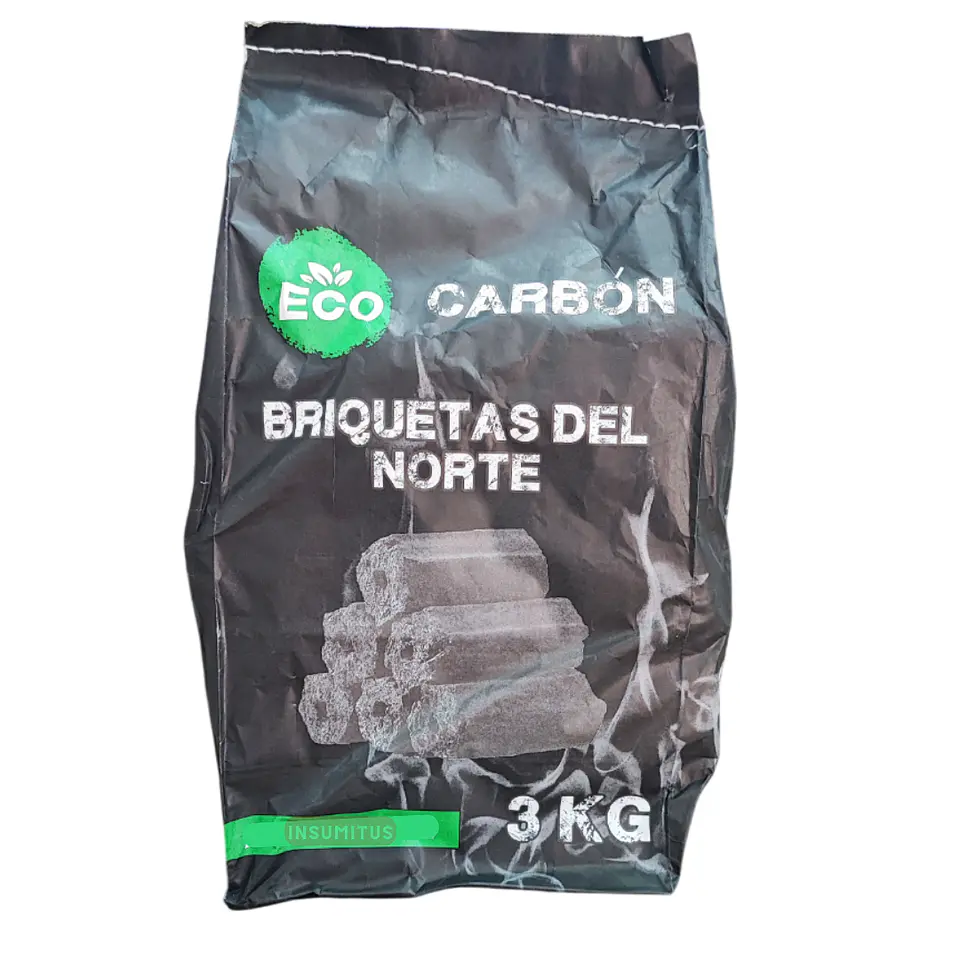 Briquetas de Carbón Bolsa 3kg + Guantes + Encendedor Rápido 1