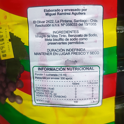 Vinagre de Vino Tinto Rosado Sabros Bidón 5 Litros