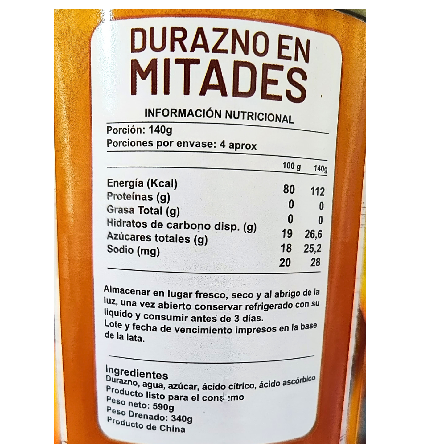 Durazno en Mitades (590gr)	 2