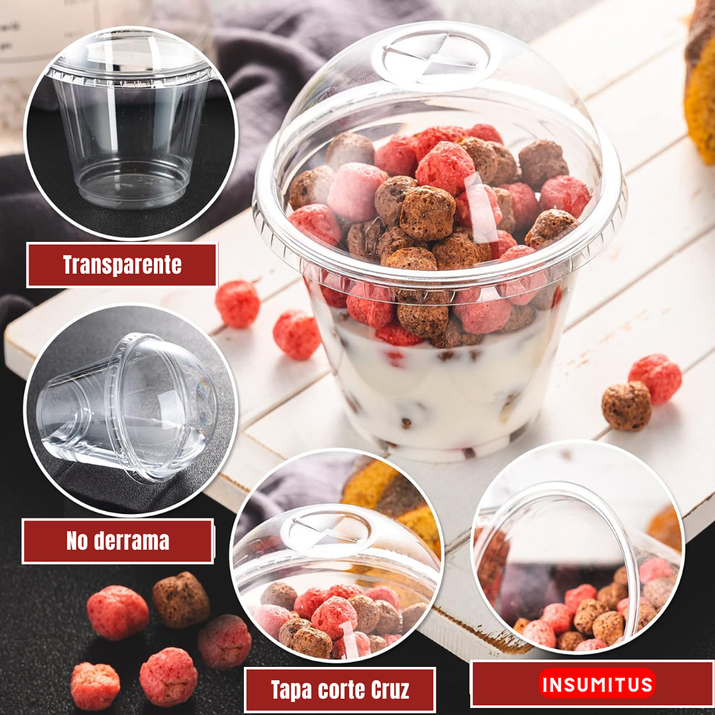 Vaso Pet con Tapa Domo Cruz 265ml - 9oz (50 unidades) 3