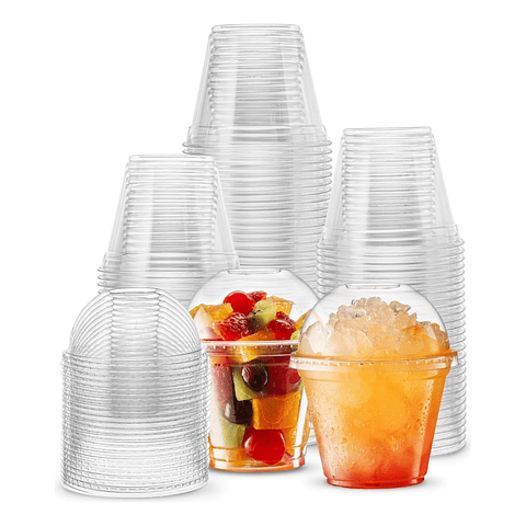 Vaso Pet con Tapa Domo Con Hoyo 265ml - 9oz (50 unidades)
