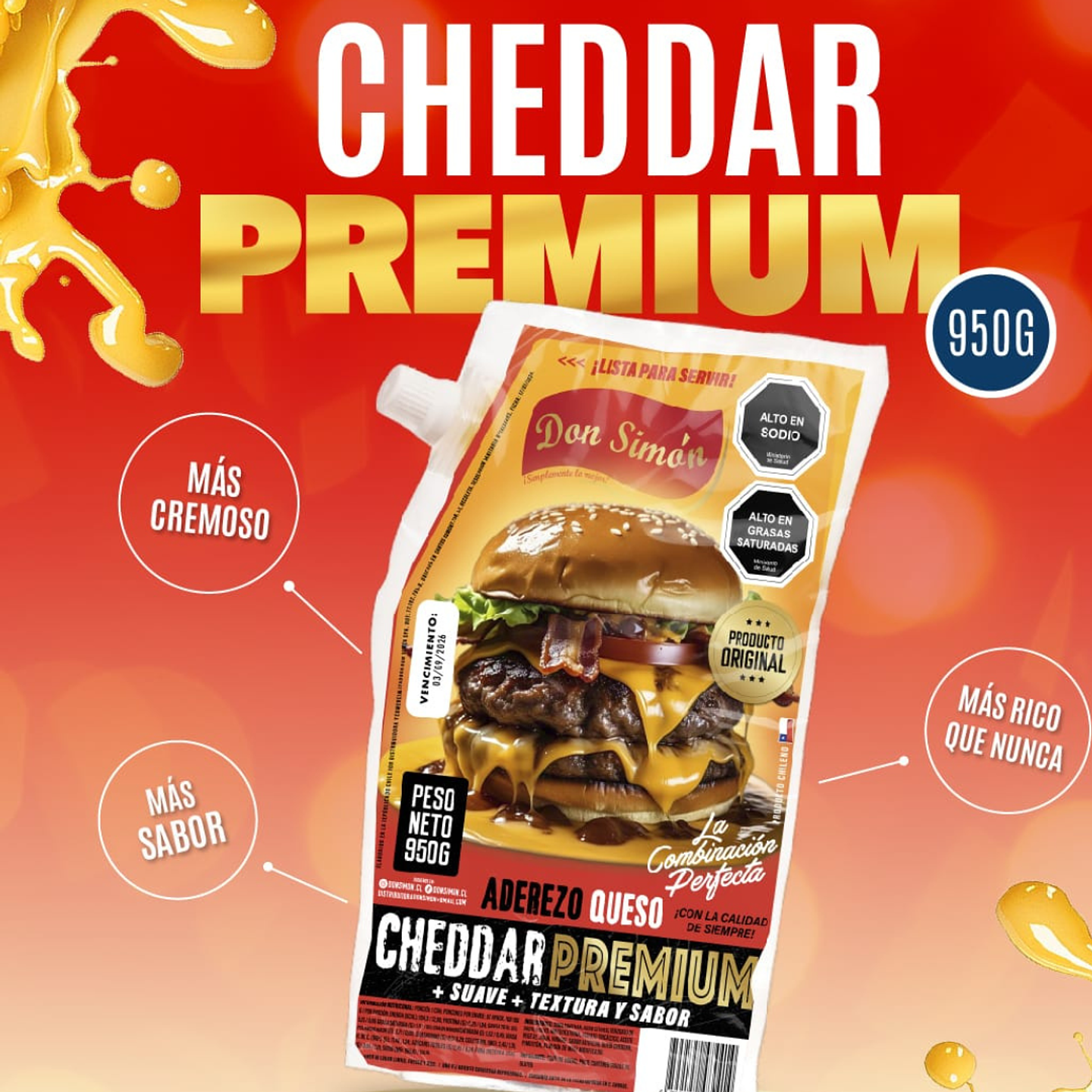 Salsa Aderezo Cheddar Premium Don Simón (950gr) 2