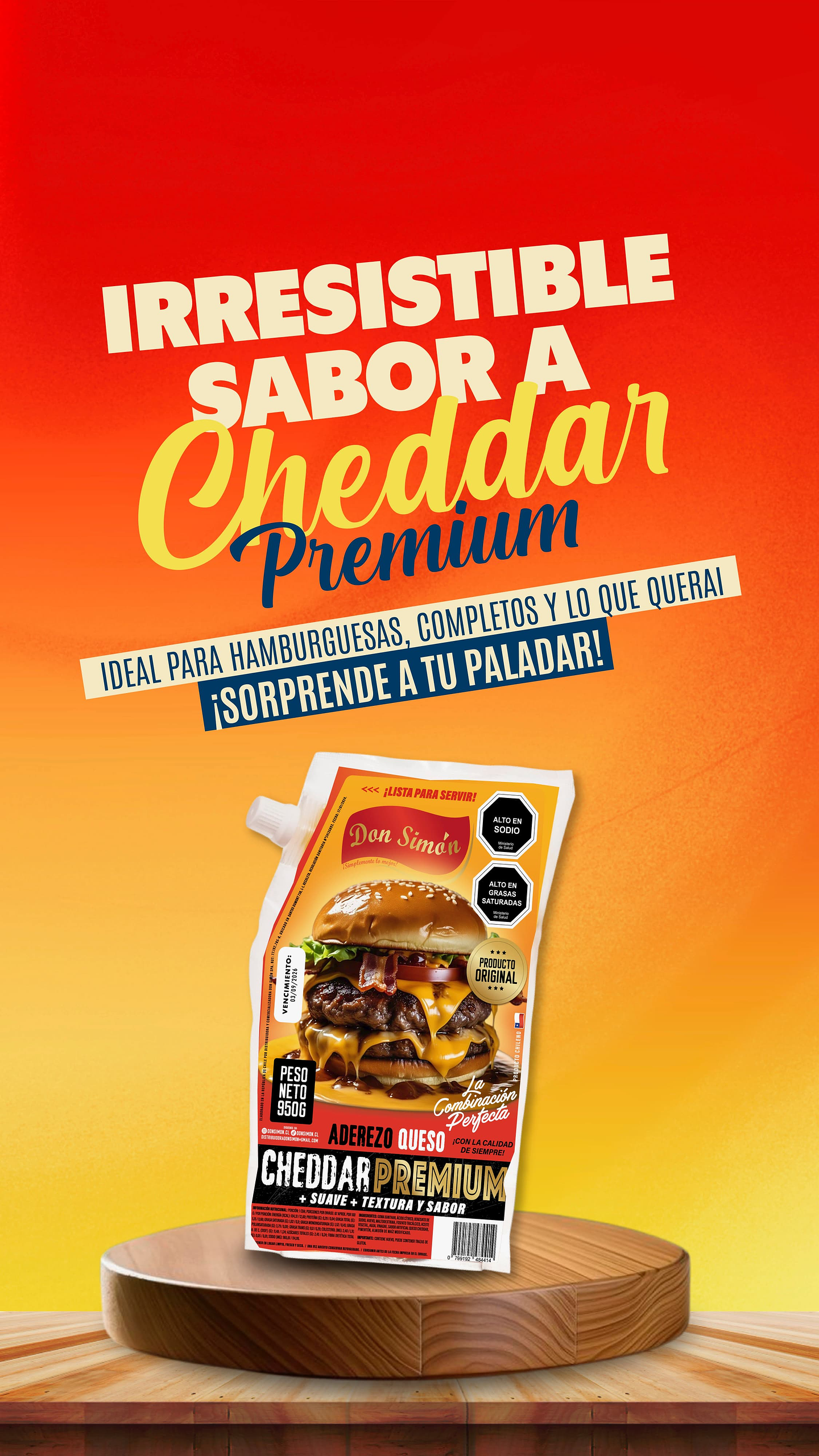 Salsa Aderezo Cheddar Premium Don Simón (950gr) 3