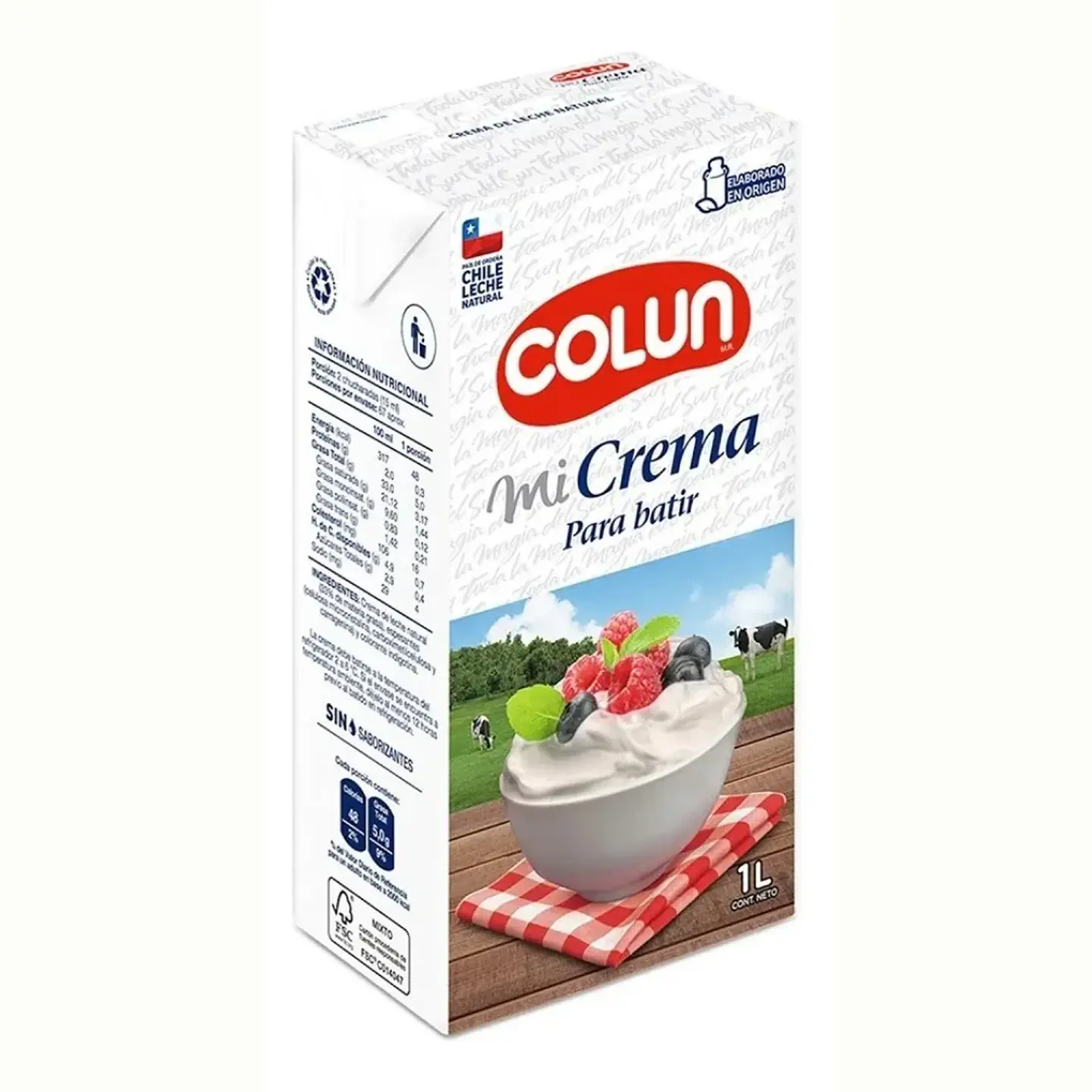 Crema de Leche para Batir Colun 1 litro 1