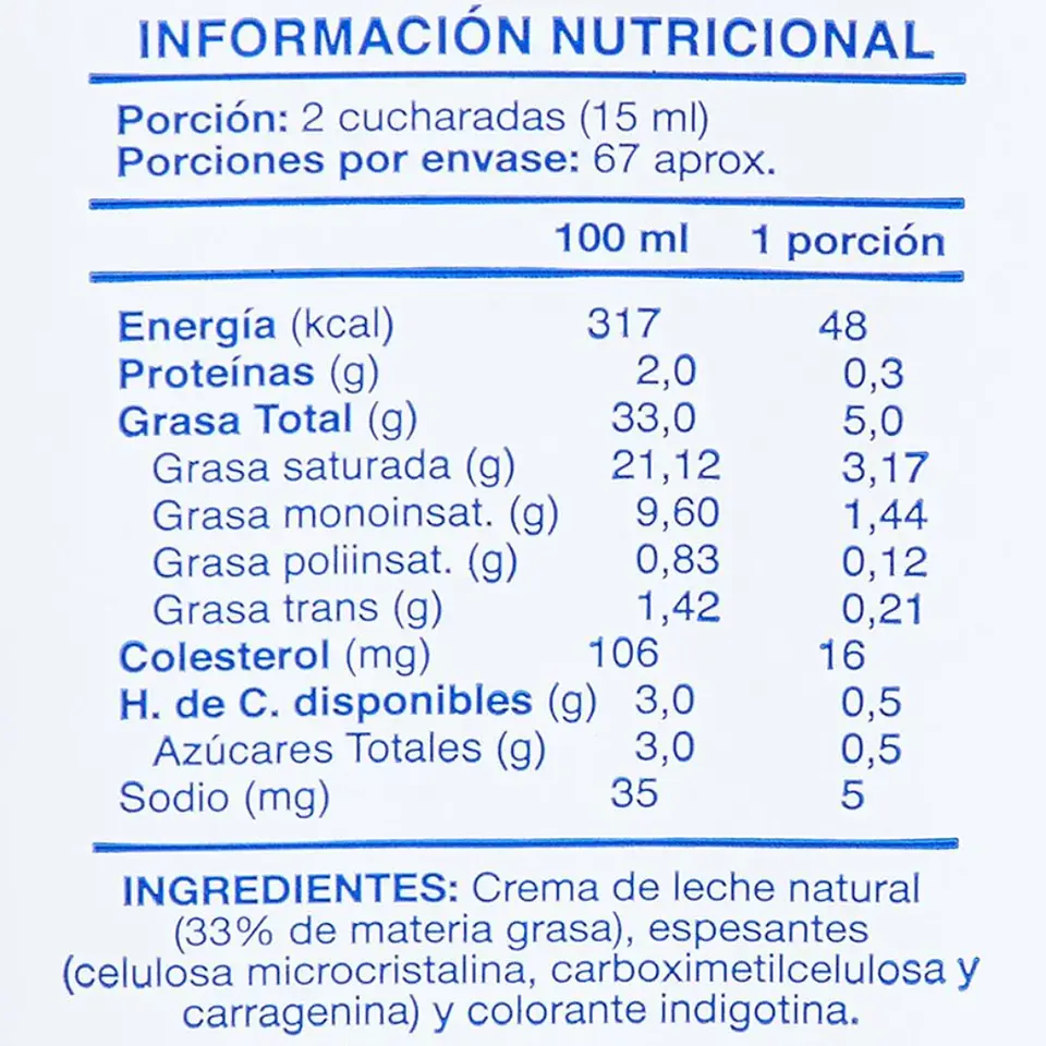Crema de Leche para Batir Colun 1 litro 2