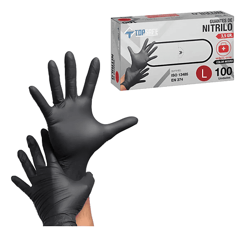 Guante de Nitrilo Negro Talla L (100 unidades)