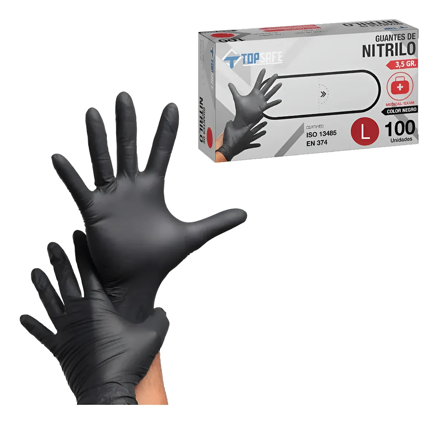Guante de Nitrilo Negro Talla L (100 unidades) 1