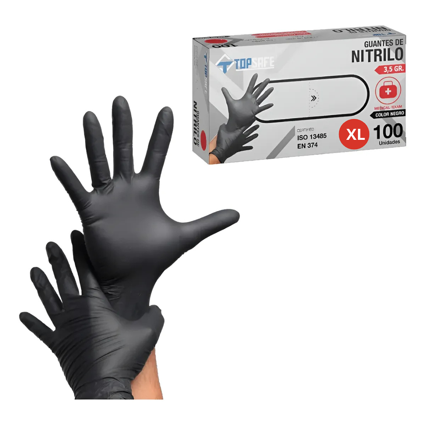 Guante de Nitrilo Negro Talla XL (100 unidades) 1