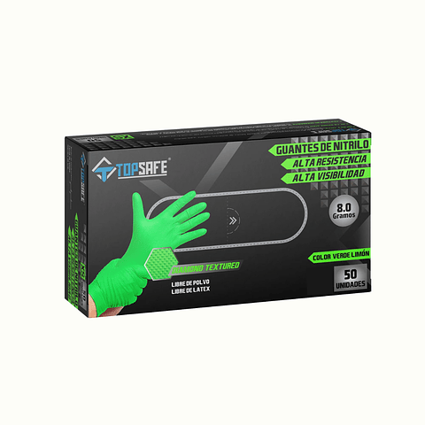 Guante de Nitrilo Verde Texturizado 8g (50 unidades)