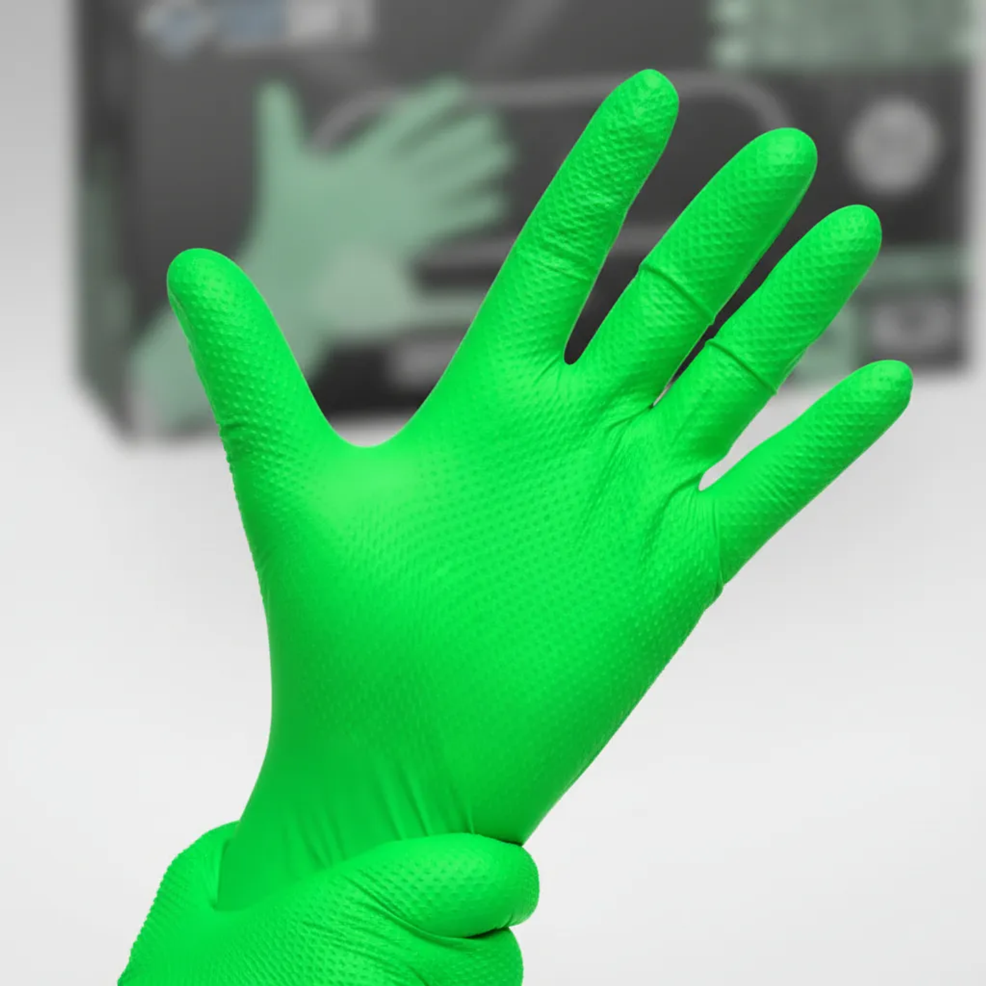 Guante de Nitrilo Verde Texturizado 8g (50 unidades) 4