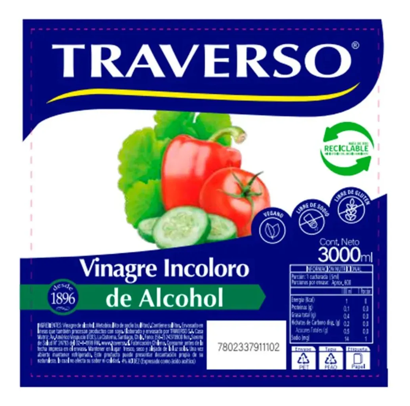 Vinagre Incoloro Traverso Bidón 3 Litros 7