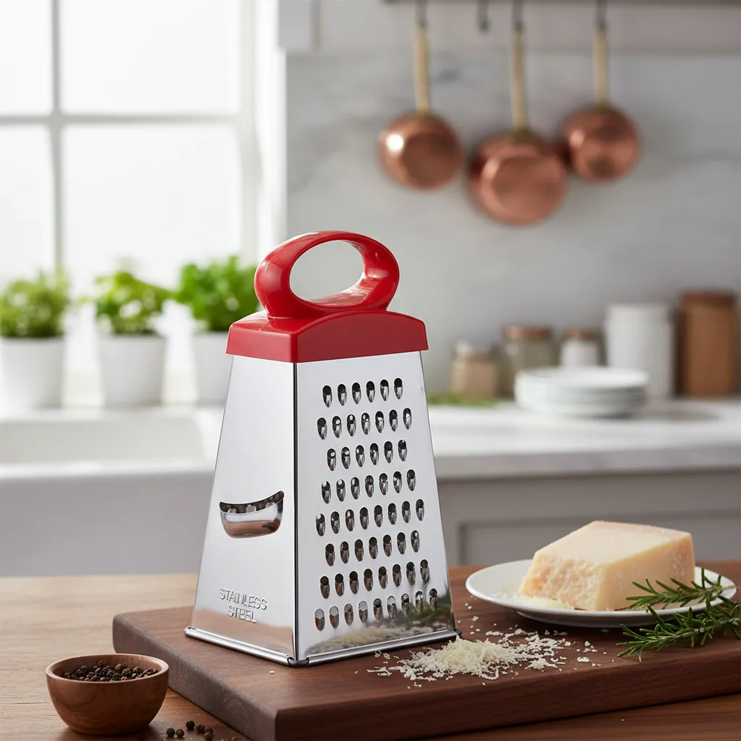 Rallador De Quesos, Frutas, Verduras 4 Caras Inoxidable Plateado 2