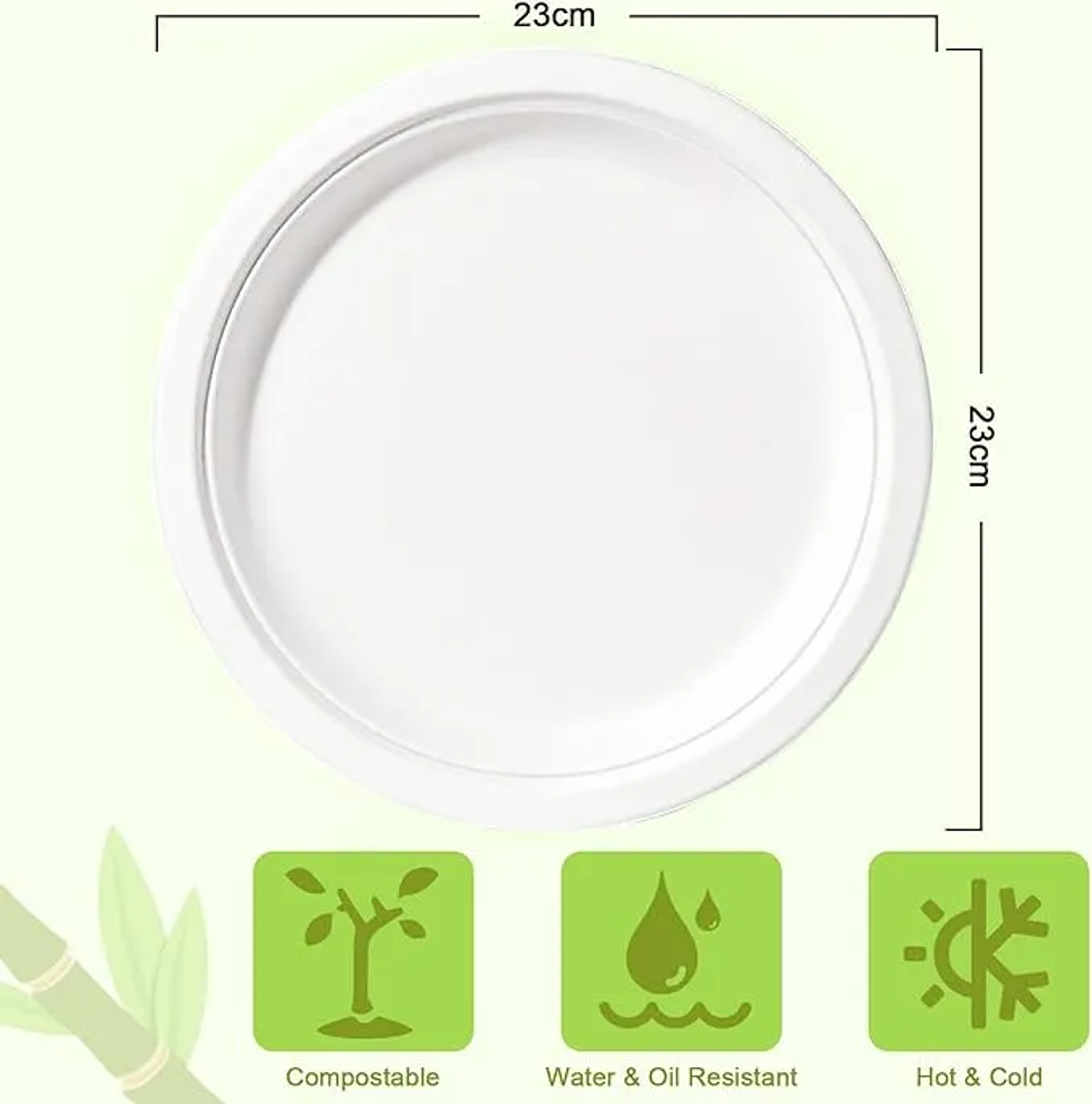 Plato Biodegrabes 23cm Paquete De 25 Unidades  3