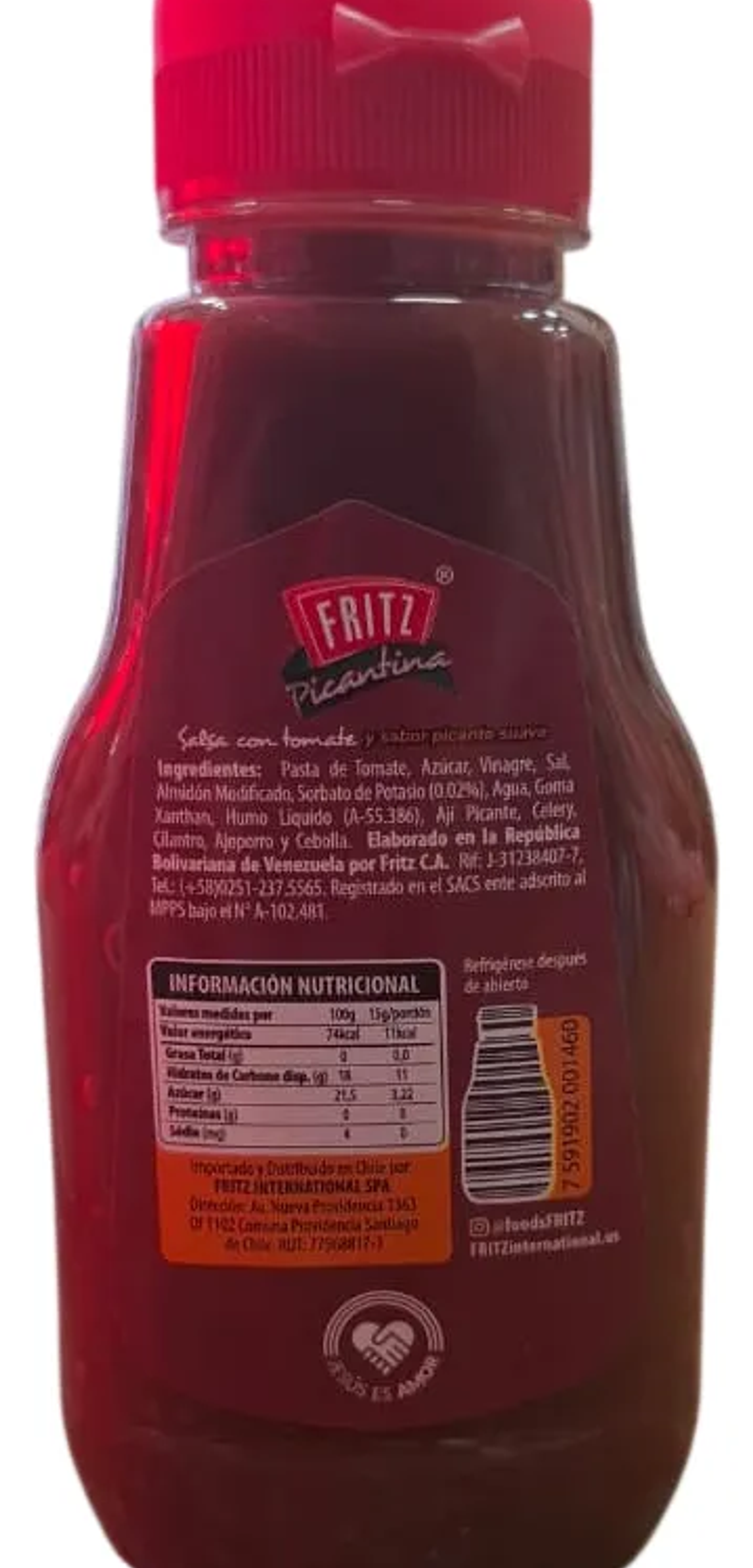 Salsa Fritz Picantina Tomate Picante Suave 260g 4
