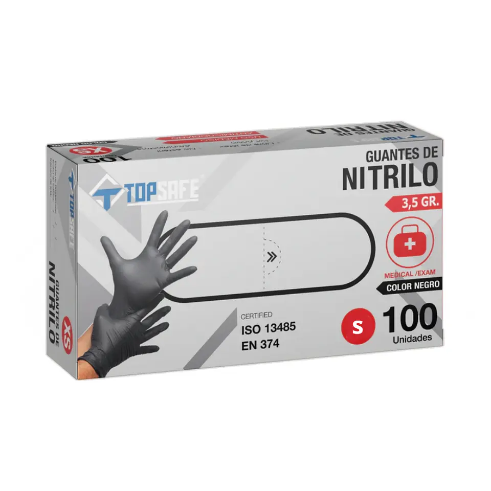 Guante de Nitrilo Negro Talla S (100 unidades) 1