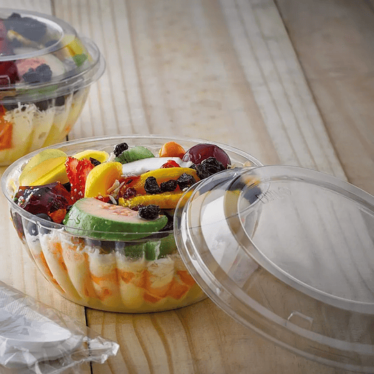 Bowl Contenedor Doble Uso Transparente 32oz Con Tapa - 50 unidades