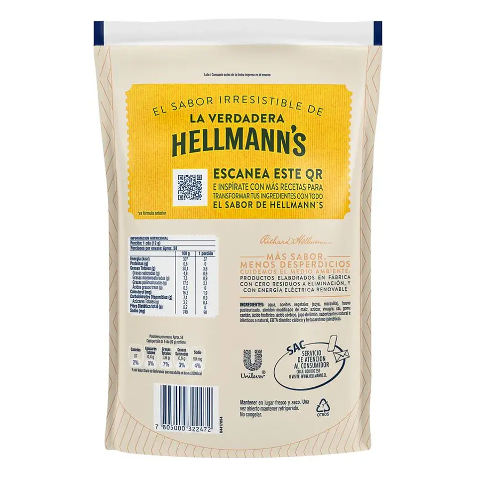 Mayonesa Hellmanns Bolsa 700gr  2