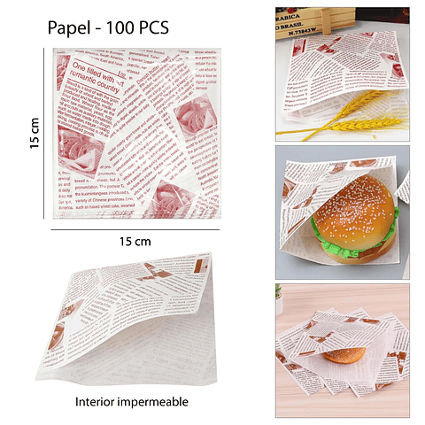 Sobre Antigrasa Letras Rojas 15x15cm (100 Unidades)